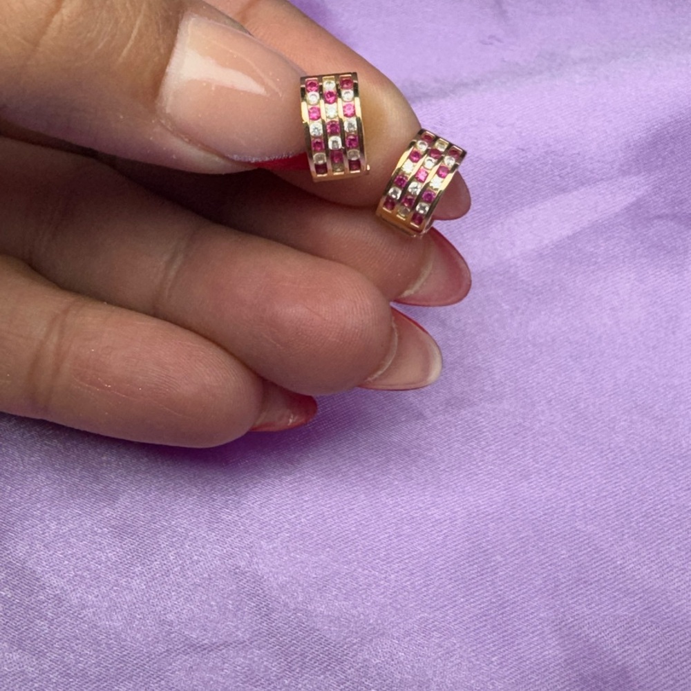 Elegant Gold and Pink Hoop Earrings